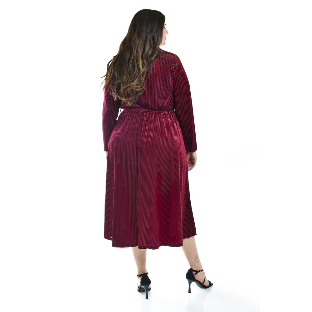 Foto 4 pulgar | Vestido Midi De Terciopelo Roman Fashion /tallas Extras, 3826 (vino) Vino
