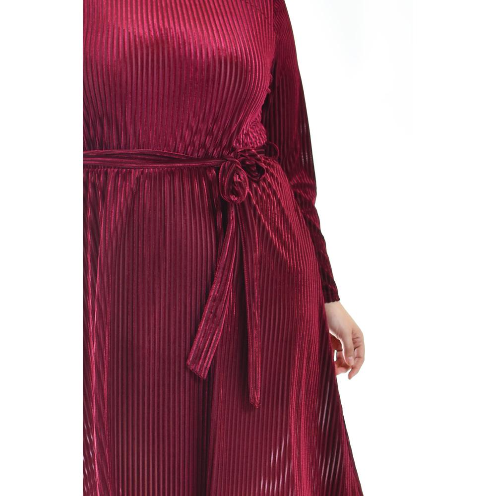 Foto 4 | Vestido Midi De Terciopelo Roman Fashion /tallas Extras, 3826 (vino) Vino