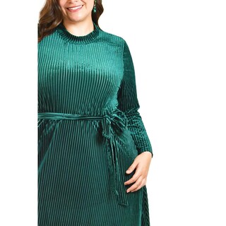Foto 4 | Vestido Midi de Terciopelo Roman Fashion Verde Tallas Extras