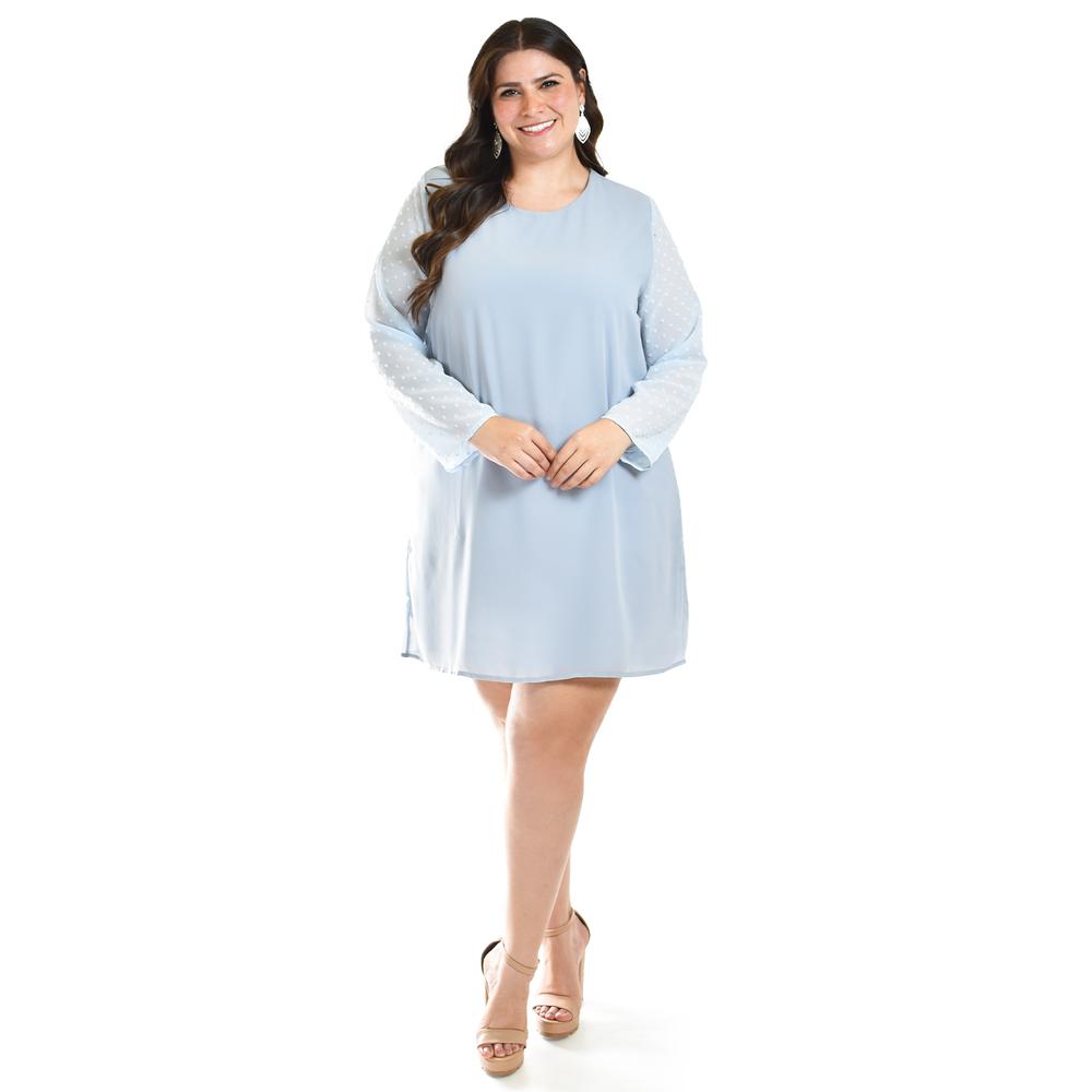 Foto 2 pulgar | Vestido De Mangas Con Relieve Roman Fashion /tallas Extras, 3823 (azul Claro Azul