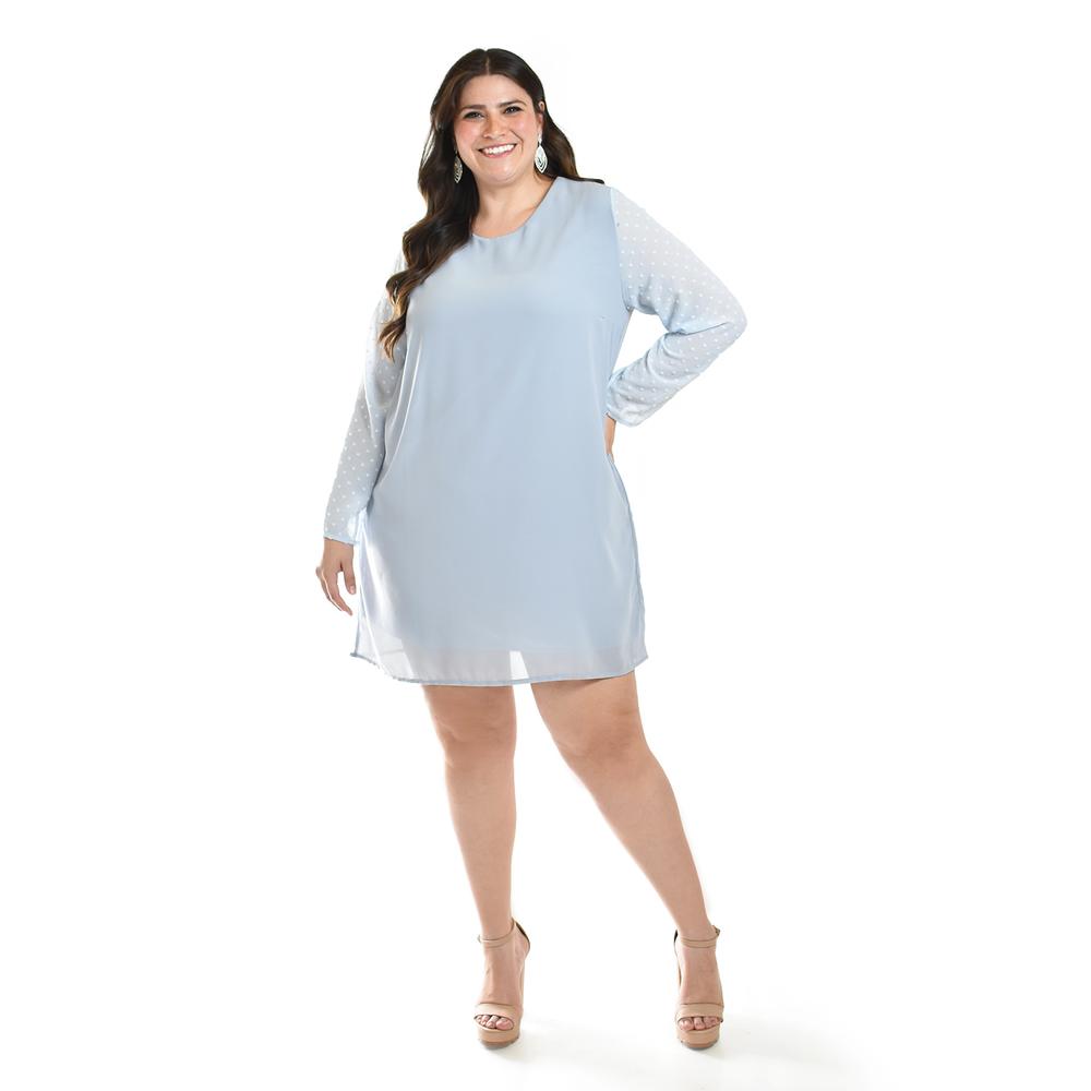 Foto 6 pulgar | Vestido De Mangas Con Relieve Roman Fashion /tallas Extras, 3823 (azul Claro Azul