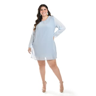Foto 5 | Vestido De Mangas Con Relieve Roman Fashion /tallas Extras, 3823 (azul Claro Azul
