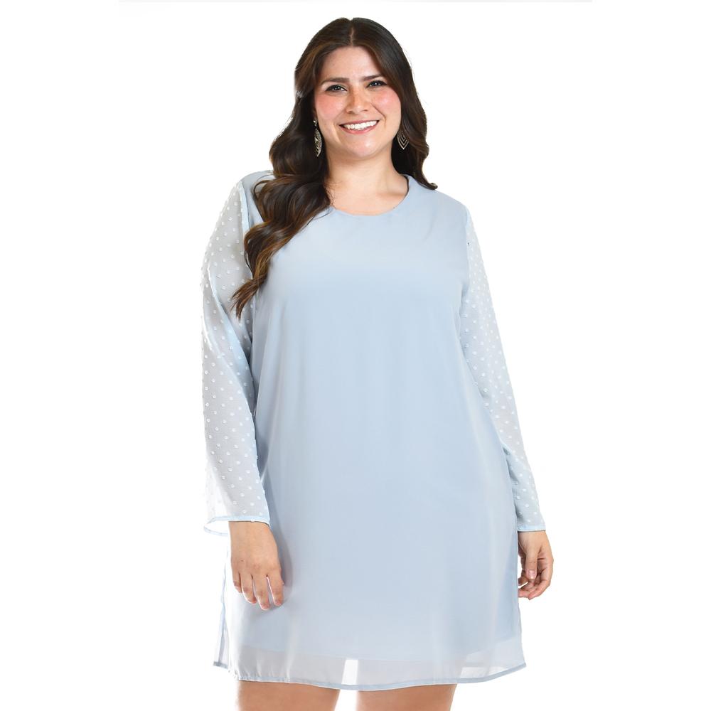 Foto 7 pulgar | Vestido De Mangas Con Relieve Roman Fashion /tallas Extras, 3823 (azul Claro Azul