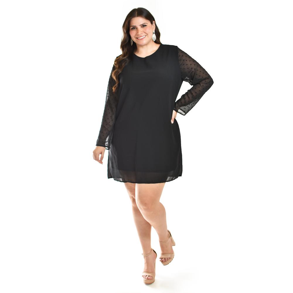 Foto 6 pulgar | Vestido de Mangas con Relieve Roman Fashion 3823 Negro para Mujer