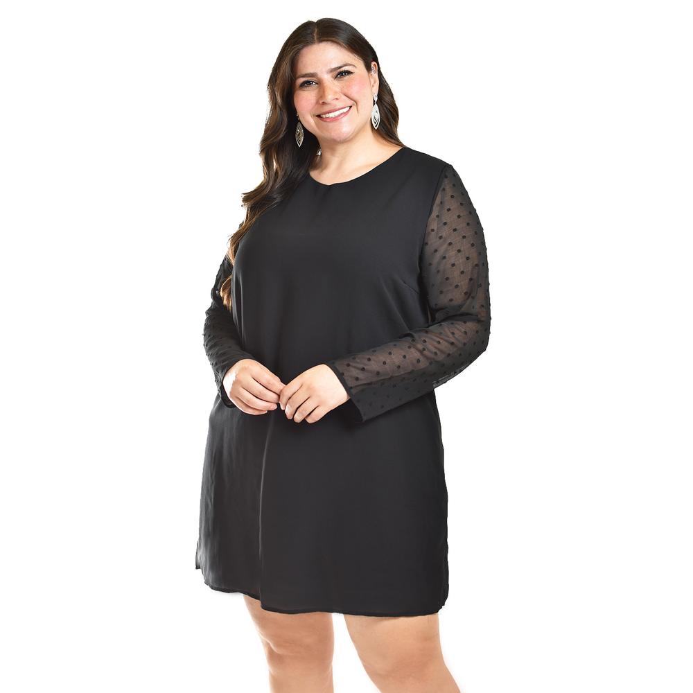 Foto 7 pulgar | Vestido de Mangas con Relieve Roman Fashion 3823 Negro para Mujer