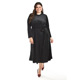 Foto 1 | Vestido Midi de Terciopelo Roman Fashion /Tallas Extras 3826 Negro