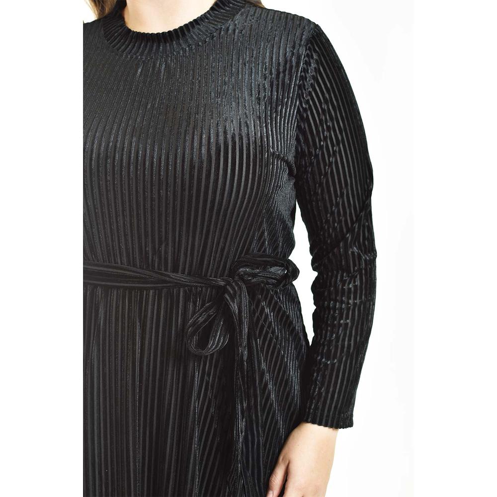 Foto 5 pulgar | Vestido Midi de Terciopelo Roman Fashion /Tallas Extras 3826 Negro