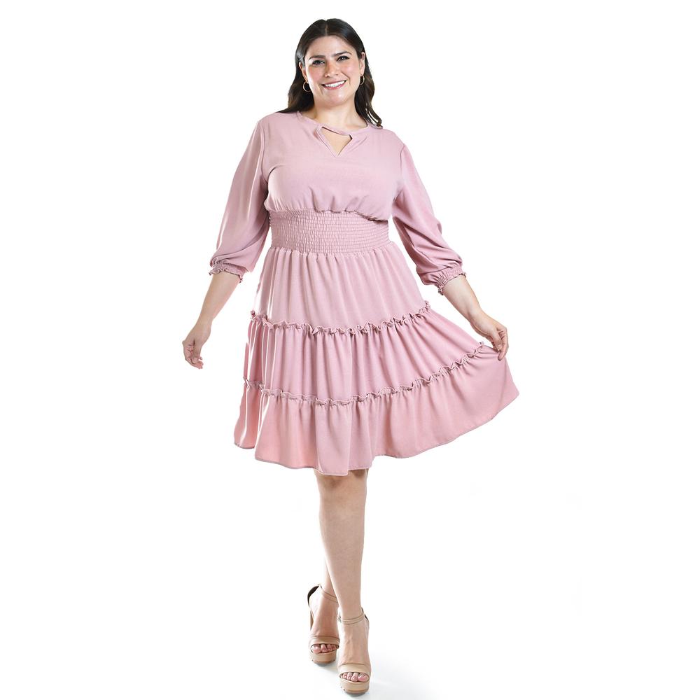 Vestido de Olanes Roman Fashion Tallas Extras 4251 Rosa Claro