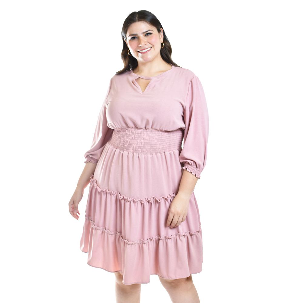 Foto 5 pulgar | Vestido de Olanes Roman Fashion Tallas Extras 4251 Rosa Claro