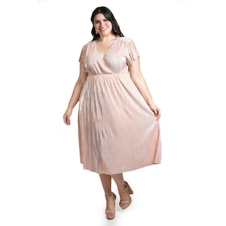 Foto 1 | Vestido Plisado Con Brillo Roman Fashion /tallas Extras, 5412 (rosa) Rosa