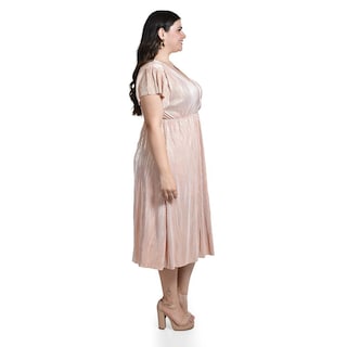 Foto 2 | Vestido Plisado Con Brillo Roman Fashion /tallas Extras, 5412 (rosa) Rosa