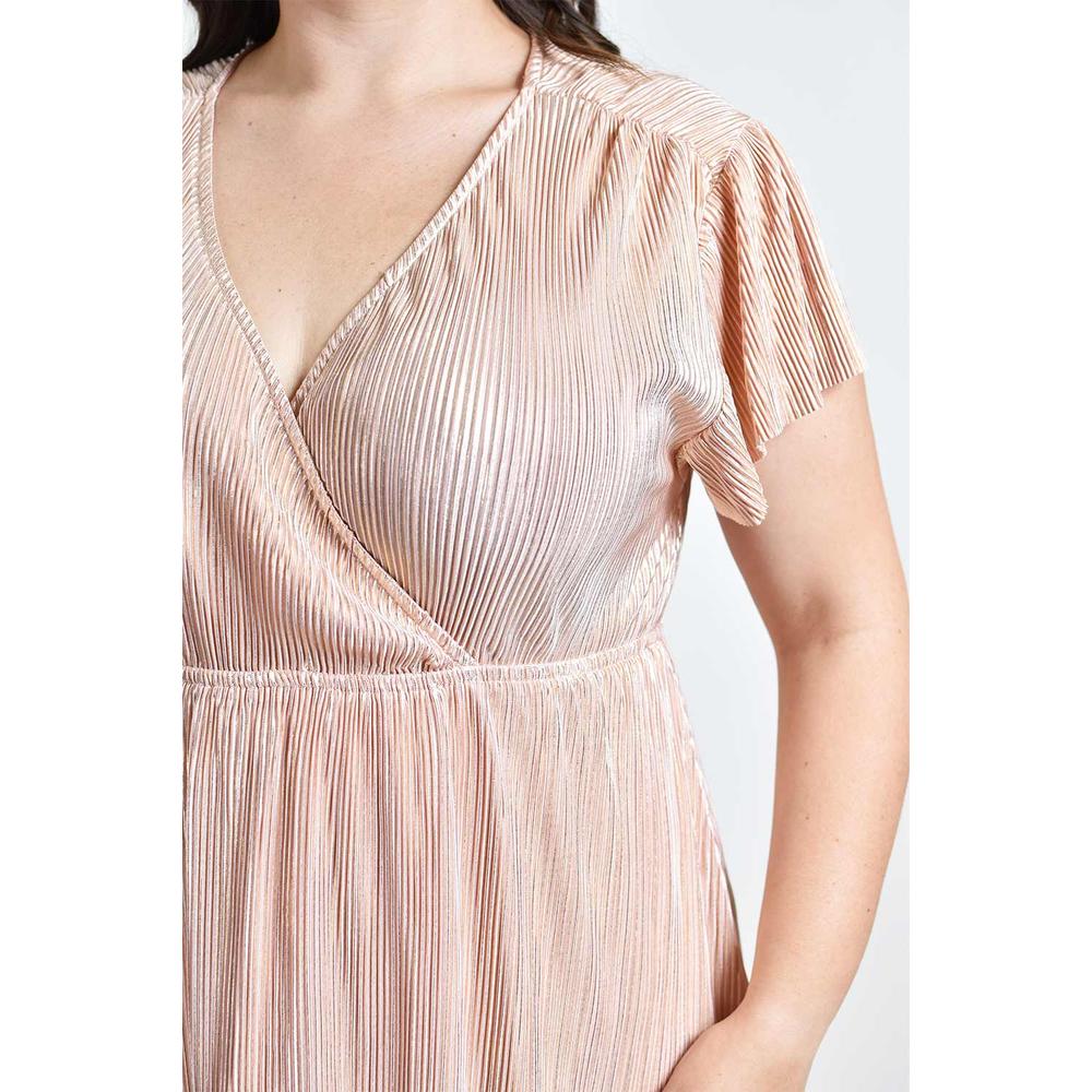 Foto 5 pulgar | Vestido Plisado Con Brillo Roman Fashion /tallas Extras, 5412 (rosa) Rosa