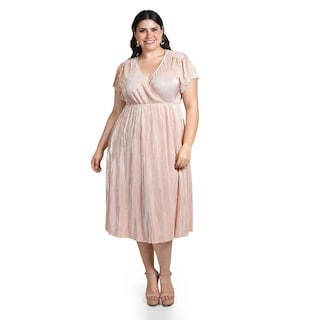 Foto 5 | Vestido Plisado Con Brillo Roman Fashion /tallas Extras, 5412 (rosa) Rosa
