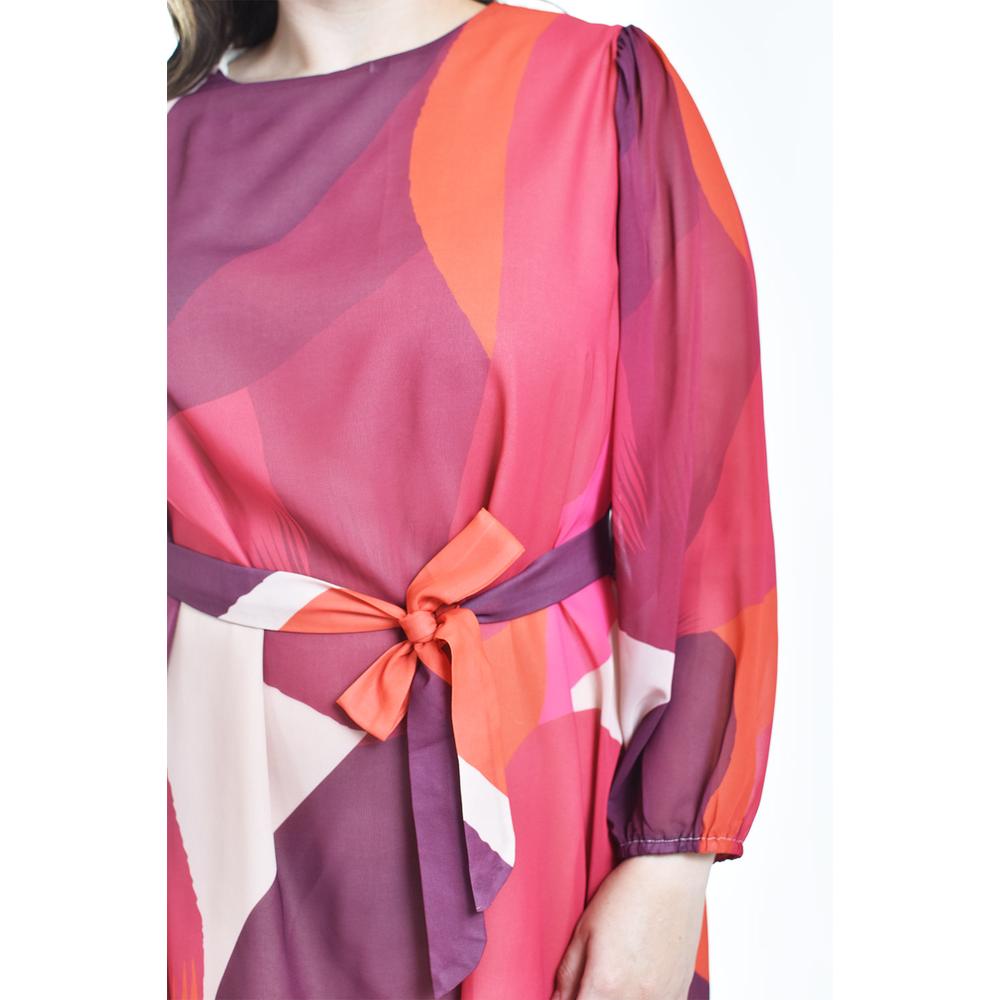 Foto 5 pulgar | Vestido Abstracto Con Cinto Roman Fashion /tallas Extras, 3825 (rojo) Rojo