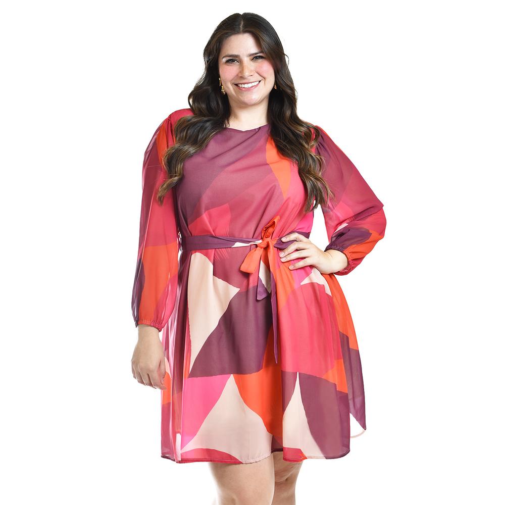 Foto 8 pulgar | Vestido Abstracto Con Cinto Roman Fashion /tallas Extras, 3825 (rojo) Rojo