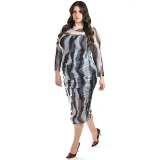Foto 5 | Vestido de Mesh Tie Dye Roman Fashion Tallas Extras 4349 Gris