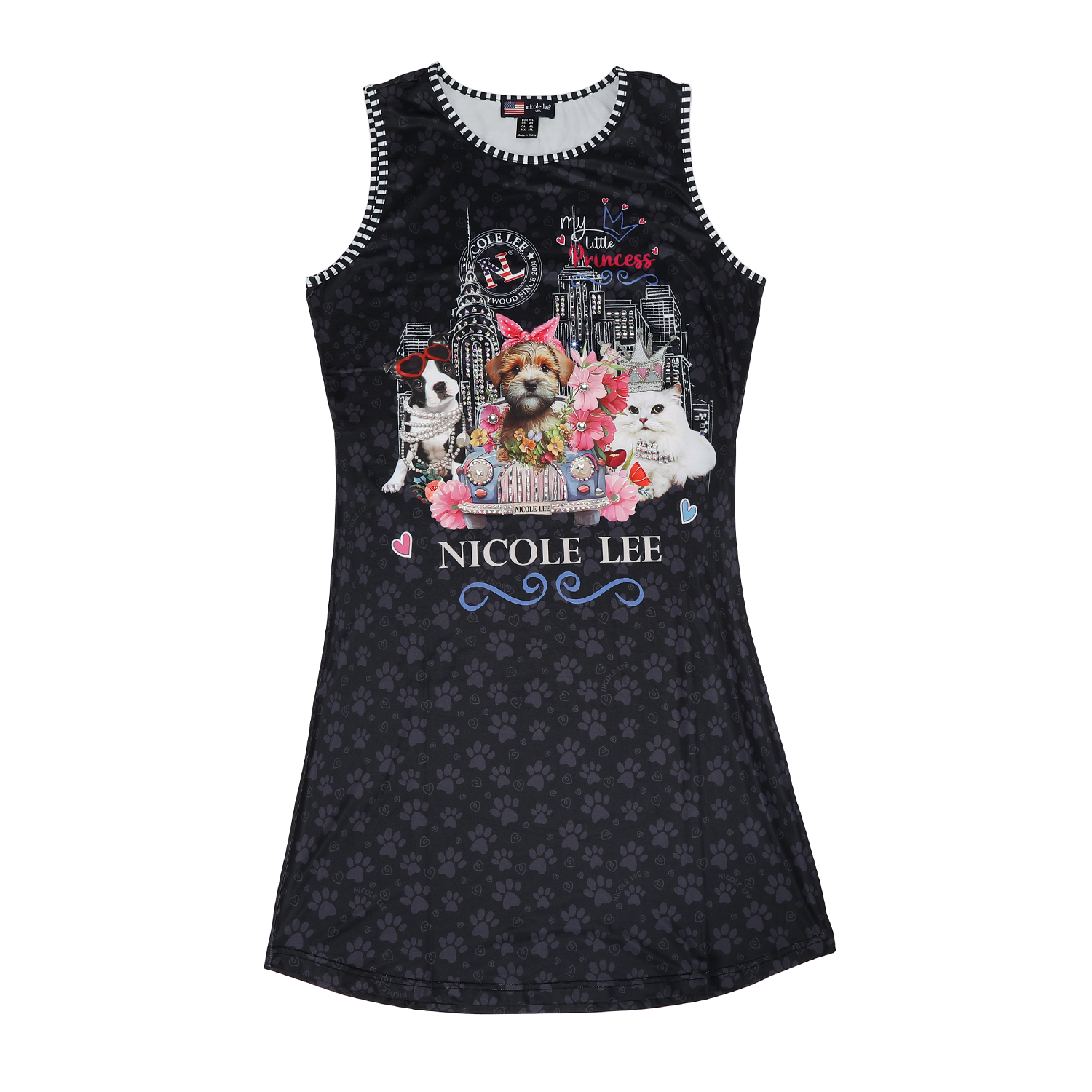 Foto 4 pulgar | Vestido Nicole Lee Con Pedrería Estampado Family Year
