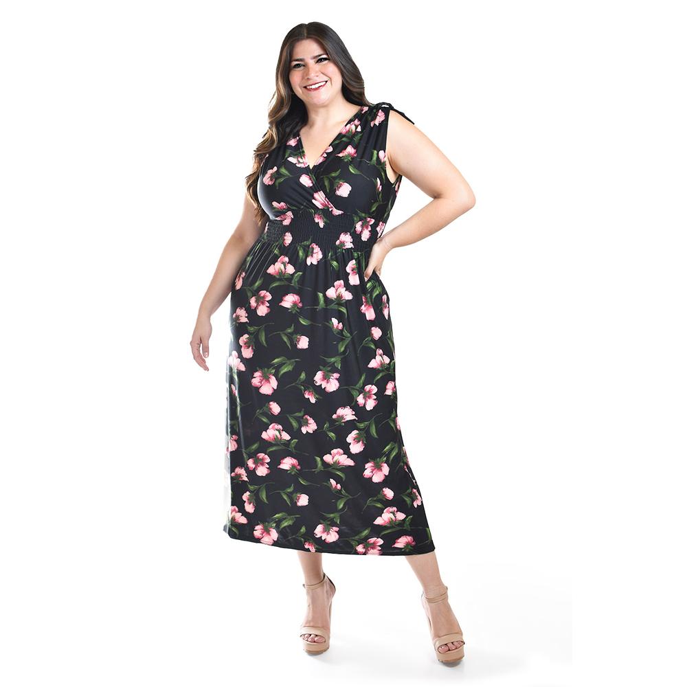 Foto 2 pulgar | Vestido Largo Con Lazos Roman Fashion /tallas Extras, 8802x-10 (negro) Negro