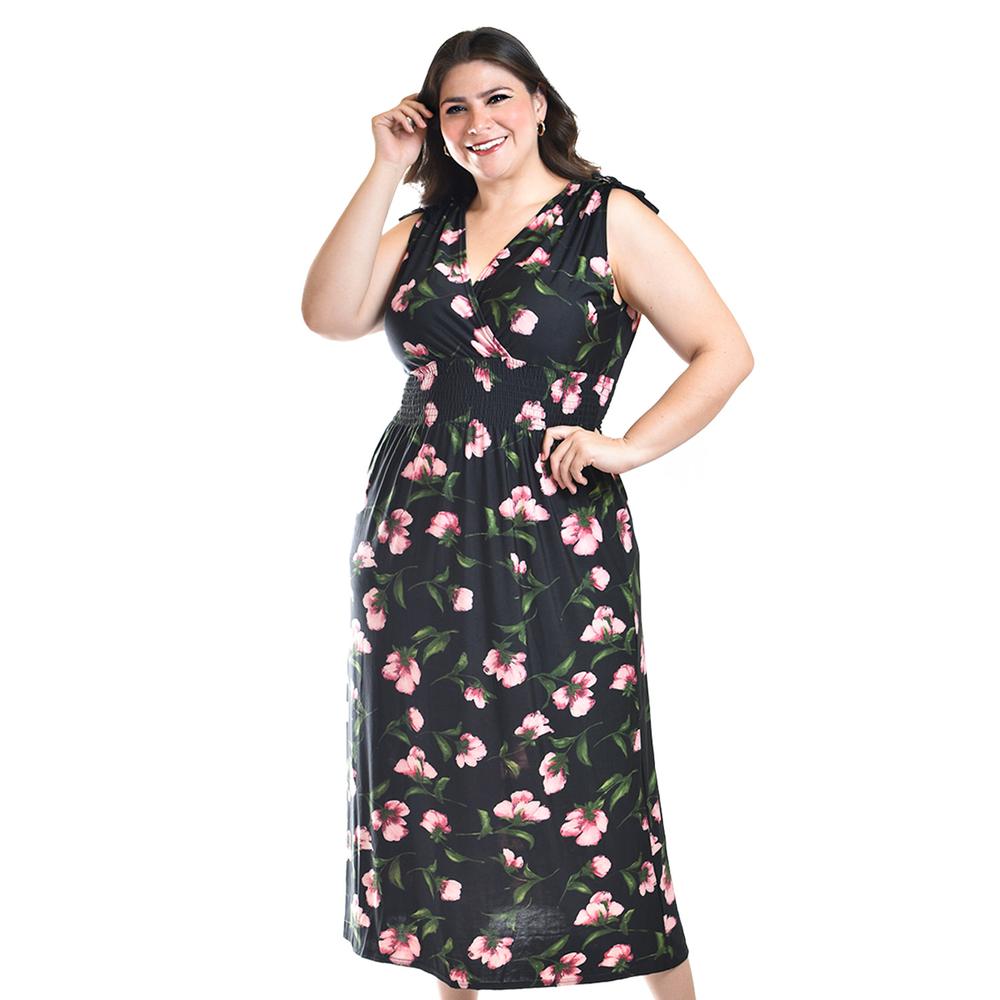Foto 6 pulgar | Vestido Largo Con Lazos Roman Fashion /tallas Extras, 8802x-10 (negro) Negro