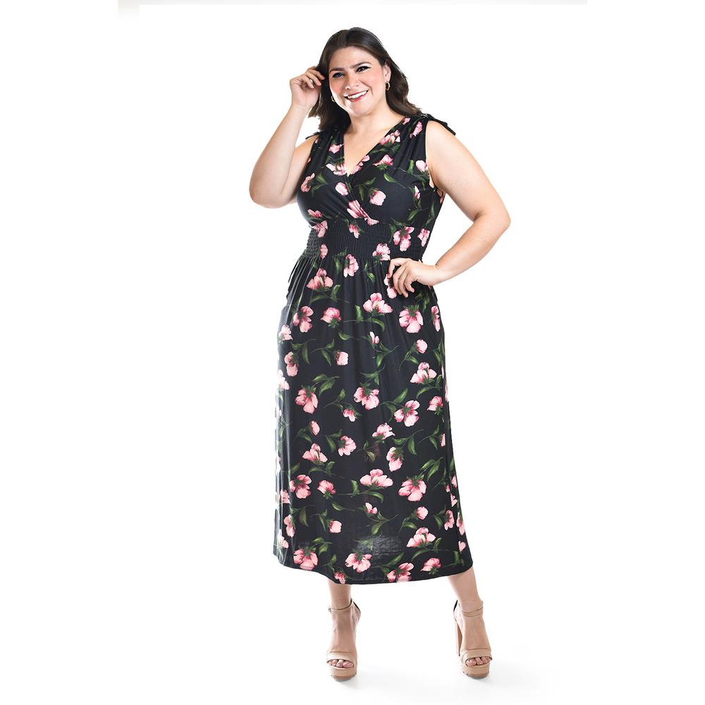 Foto 7 pulgar | Vestido Largo Con Lazos Roman Fashion /tallas Extras, 8802x-10 (negro) Negro
