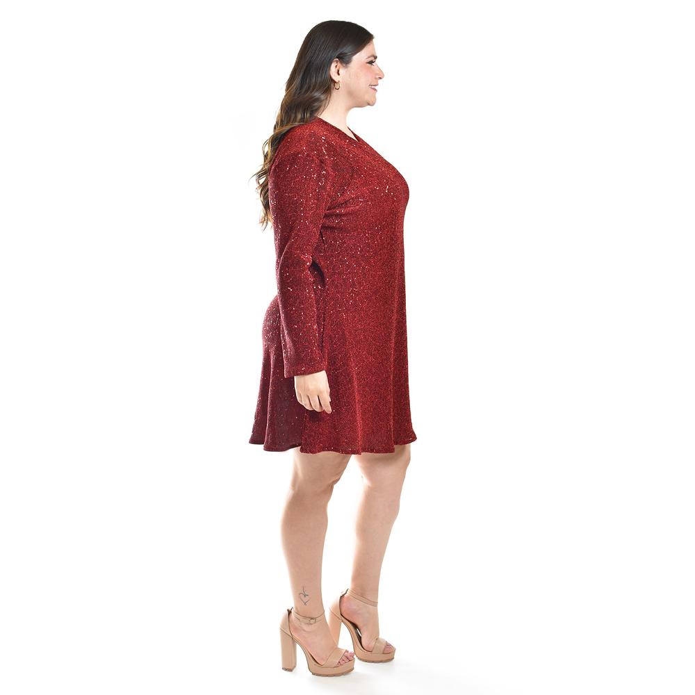 Foto 2 | Vestido Glitter Con Lentejuela Roman Fashion /tallas Extras, 4222 (rojo) Rojo