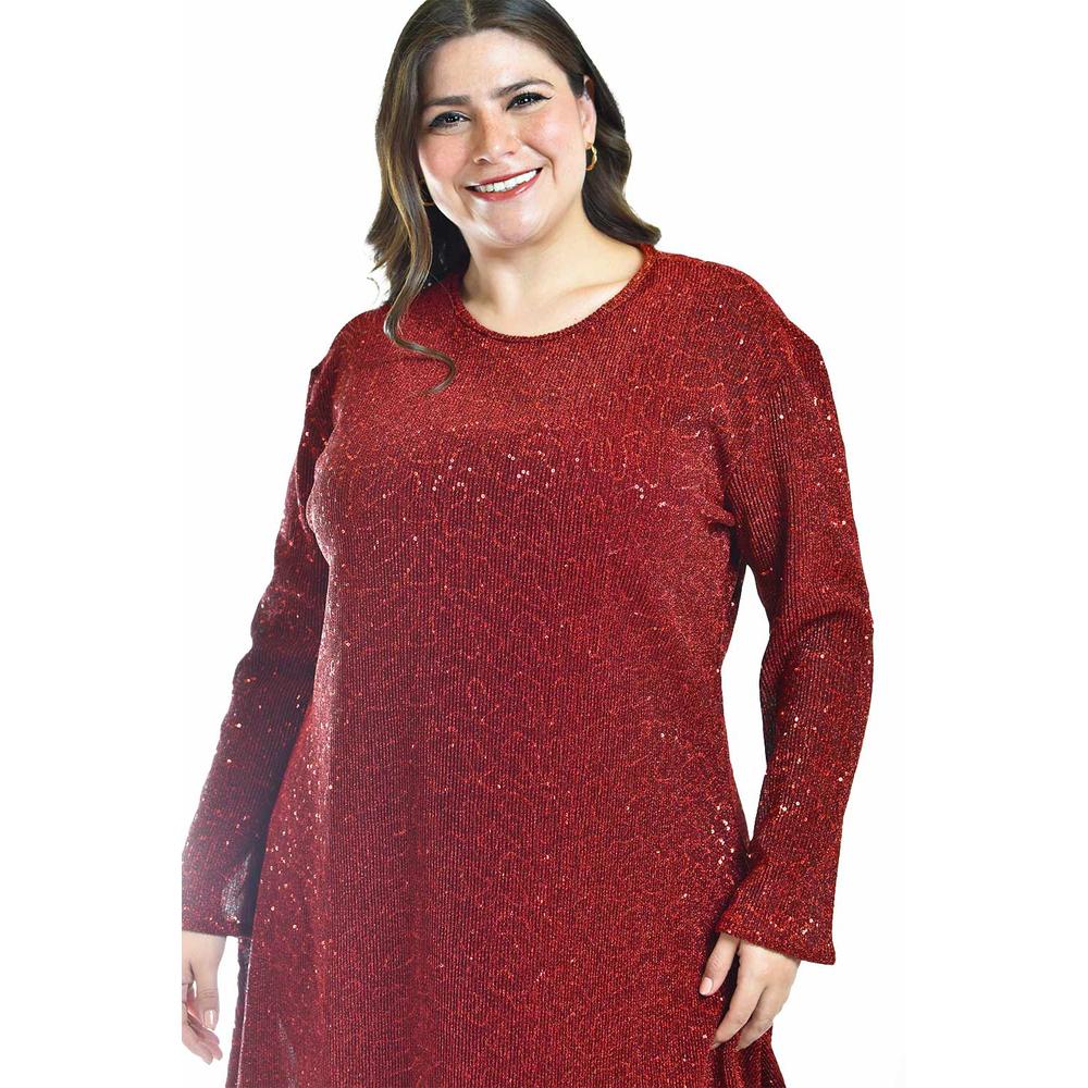 Foto 5 pulgar | Vestido Glitter Con Lentejuela Roman Fashion /tallas Extras, 4222 (rojo) Rojo