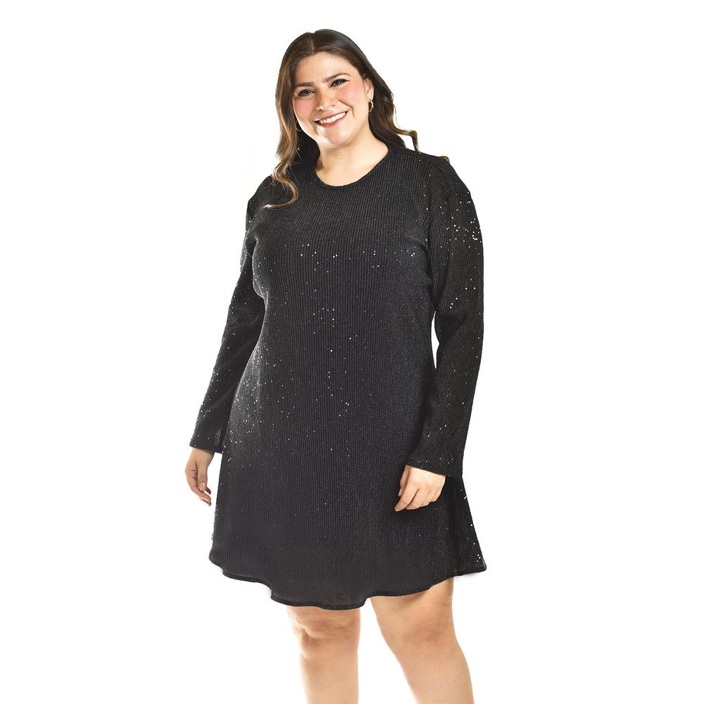 Foto 2 pulgar | Vestido Glitter Con Lentejuela Roman Fashion /tallas Extras, 4222 (negro) Negro