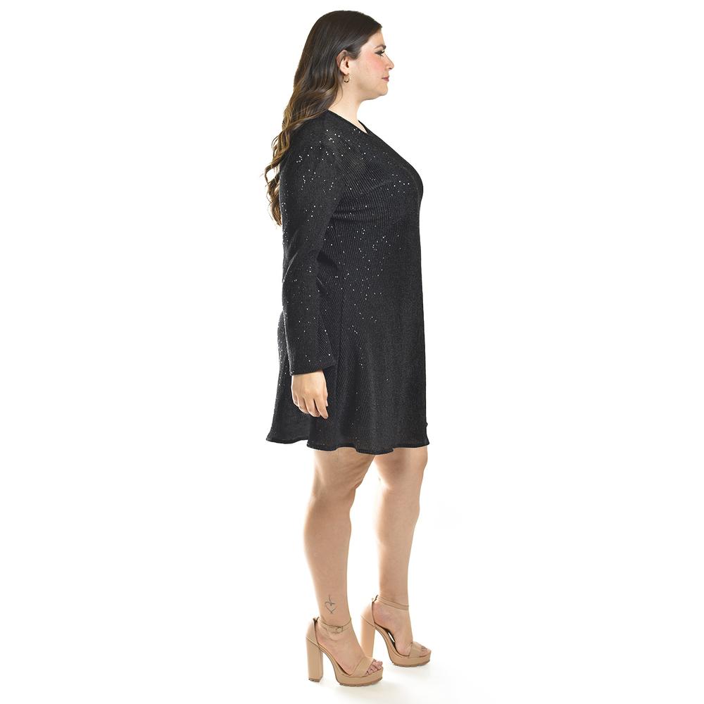 Foto 3 pulgar | Vestido Glitter Con Lentejuela Roman Fashion /tallas Extras, 4222 (negro) Negro