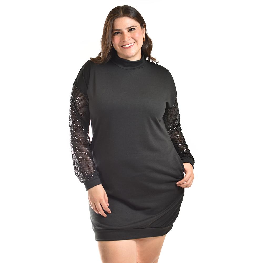 Foto 2 pulgar | Vestido Con Mangas De Lentejuela Roman Fashion /tallas Extras, 8072 (negro) Negro
