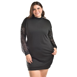 Foto 1 | Vestido Con Mangas De Lentejuela Roman Fashion /tallas Extras, 8072 (negro) Negro