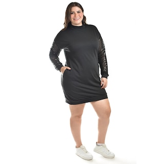 Foto 2 | Vestido Con Mangas De Lentejuela Roman Fashion /tallas Extras, 8072 (negro) Negro