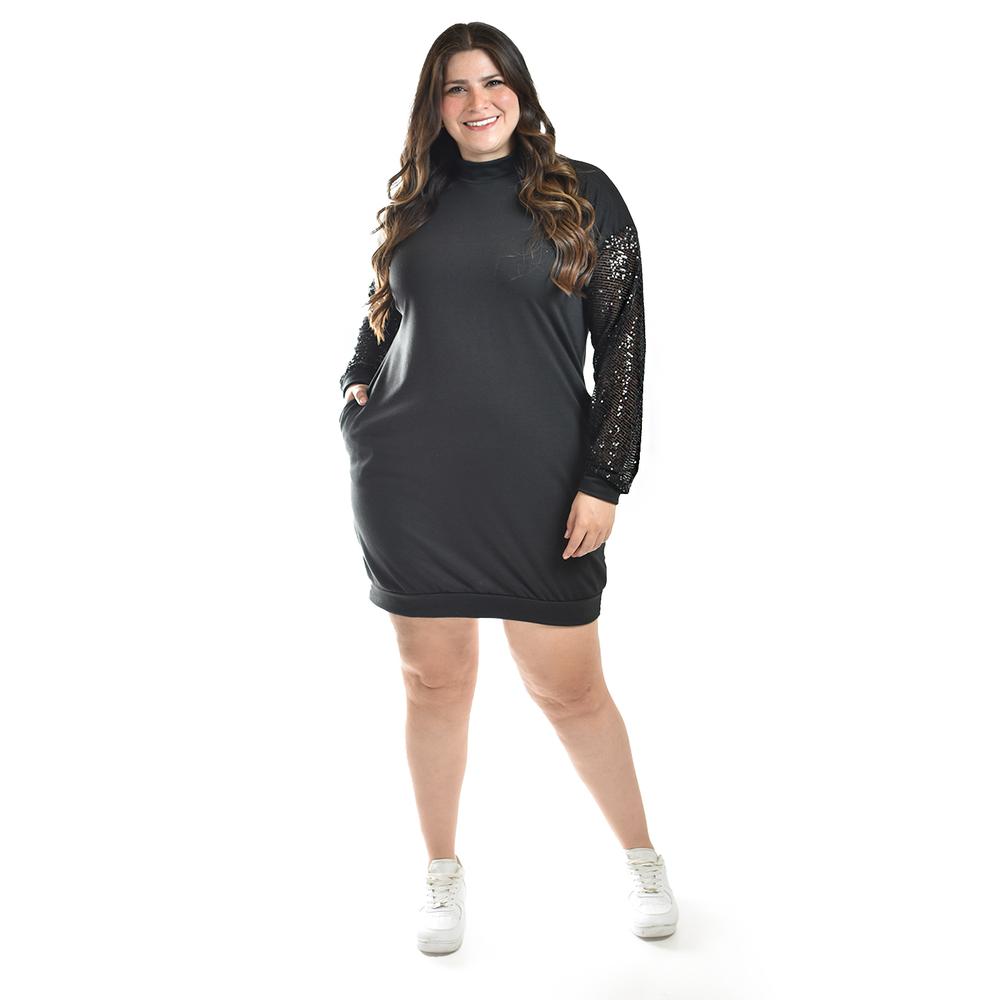 Foto 5 pulgar | Vestido Con Mangas De Lentejuela Roman Fashion /tallas Extras, 8072 (negro) Negro