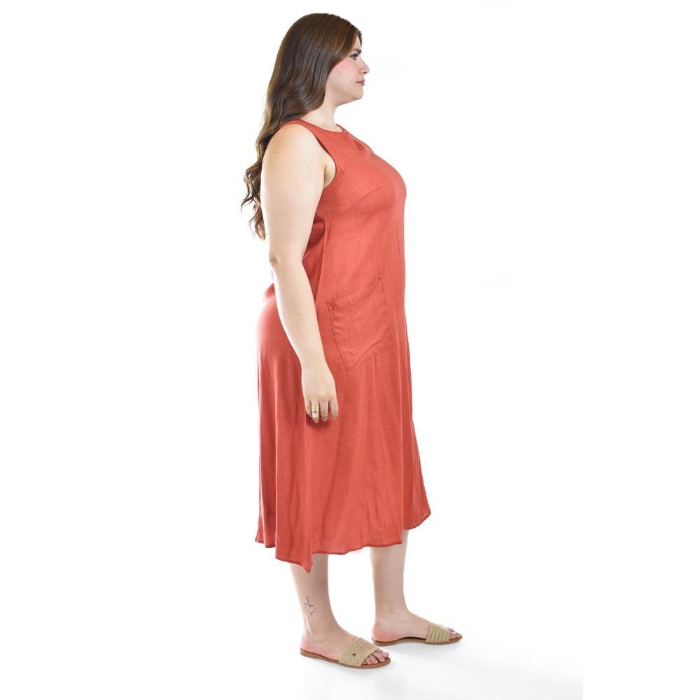 Foto 2 | Vestido De Lino Con Bolsillos Roman Fashion /tallas Extras, 3830 (chedron) Multicolor