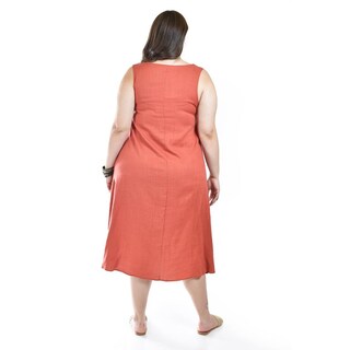 Foto 3 | Vestido De Lino Con Bolsillos Roman Fashion /tallas Extras, 3830 (chedron) Multicolor