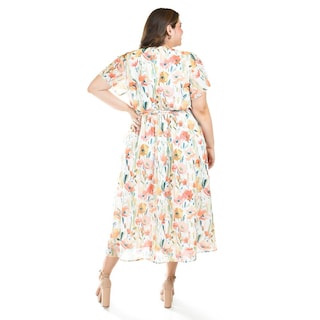 Foto 3 | Vestido Midi Con Estampado Floral Roman Fashion /tallas Extras, 3833 (naranja) Naranja