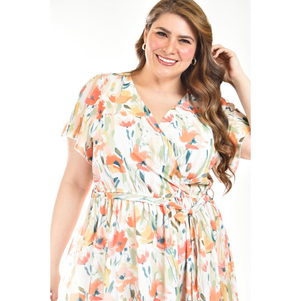 Foto 5 pulgar | Vestido Midi Con Estampado Floral Roman Fashion /tallas Extras, 3833 (naranja) Naranja