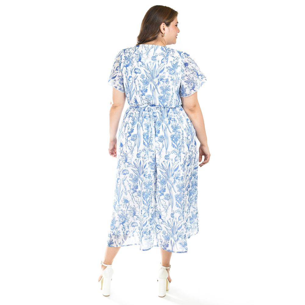 Foto 5 pulgar | Vestido Midi Con Estampado Floral Roman Fashion /tallas Extras, 3833 (azul Marino) Azul Marino