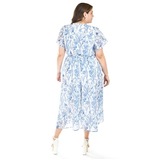 Foto 4 | Vestido Midi Con Estampado Floral Roman Fashion /tallas Extras, 3833 (azul Marino) Azul Marino