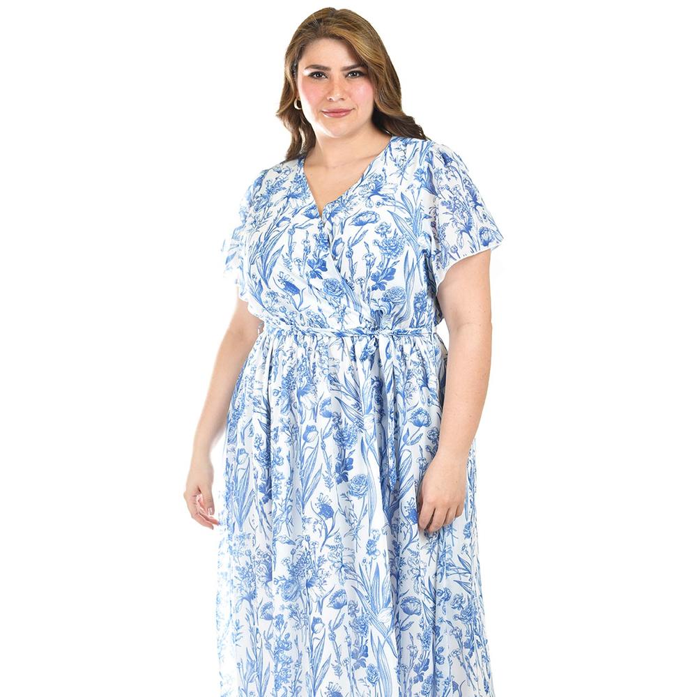 Foto 6 pulgar | Vestido Midi Con Estampado Floral Roman Fashion /tallas Extras, 3833 (azul Marino) Azul Marino
