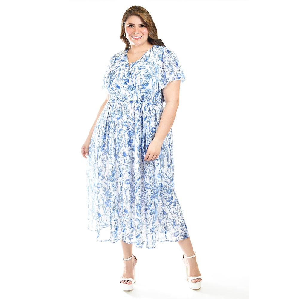 Foto 7 pulgar | Vestido Midi Con Estampado Floral Roman Fashion /tallas Extras, 3833 (azul Marino) Azul Marino