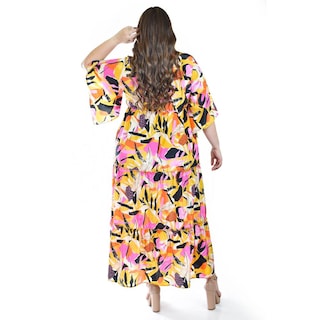 Foto 3 | Maxi Vestido Estampado Roman Fashion /tallas Extras, 3834 (amarillo) Amarillo