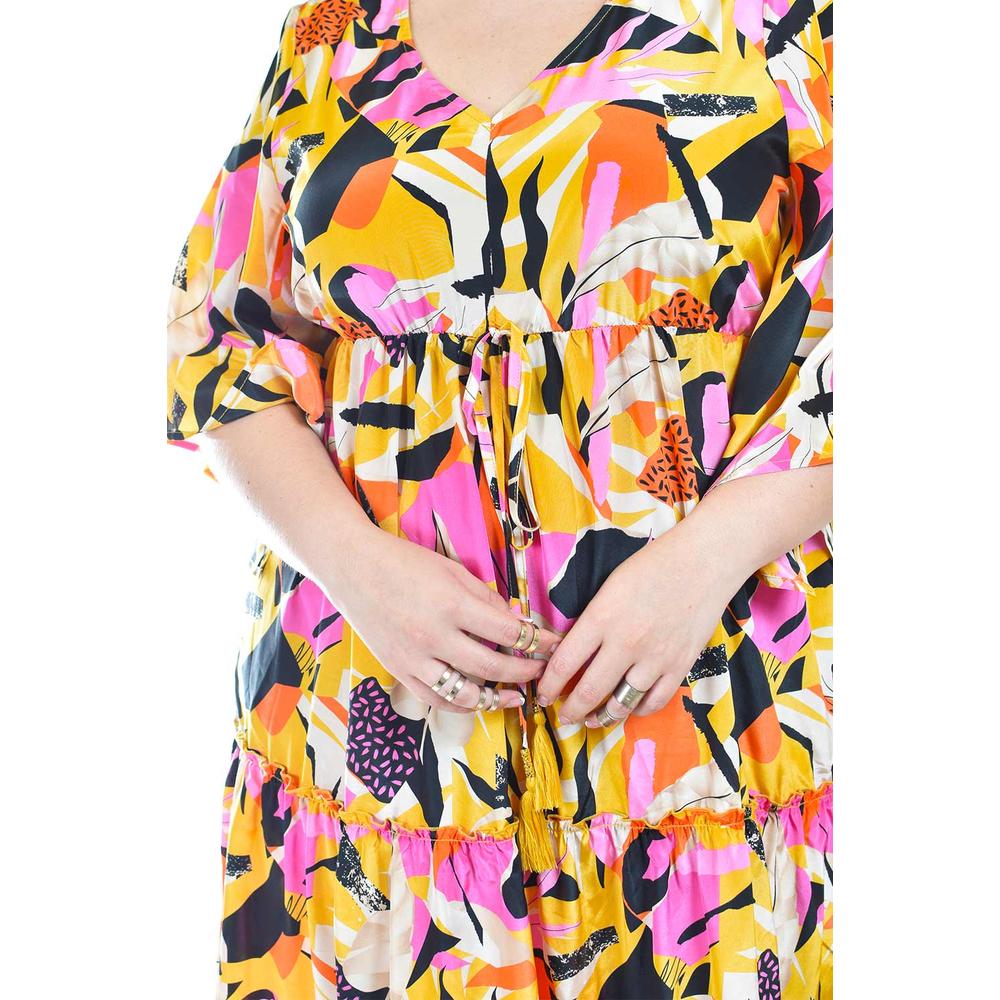Foto 5 pulgar | Maxi Vestido Estampado Roman Fashion /tallas Extras, 3834 (amarillo) Amarillo