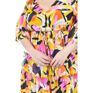 Foto 4 | Maxi Vestido Estampado Roman Fashion /tallas Extras, 3834 (amarillo) Amarillo