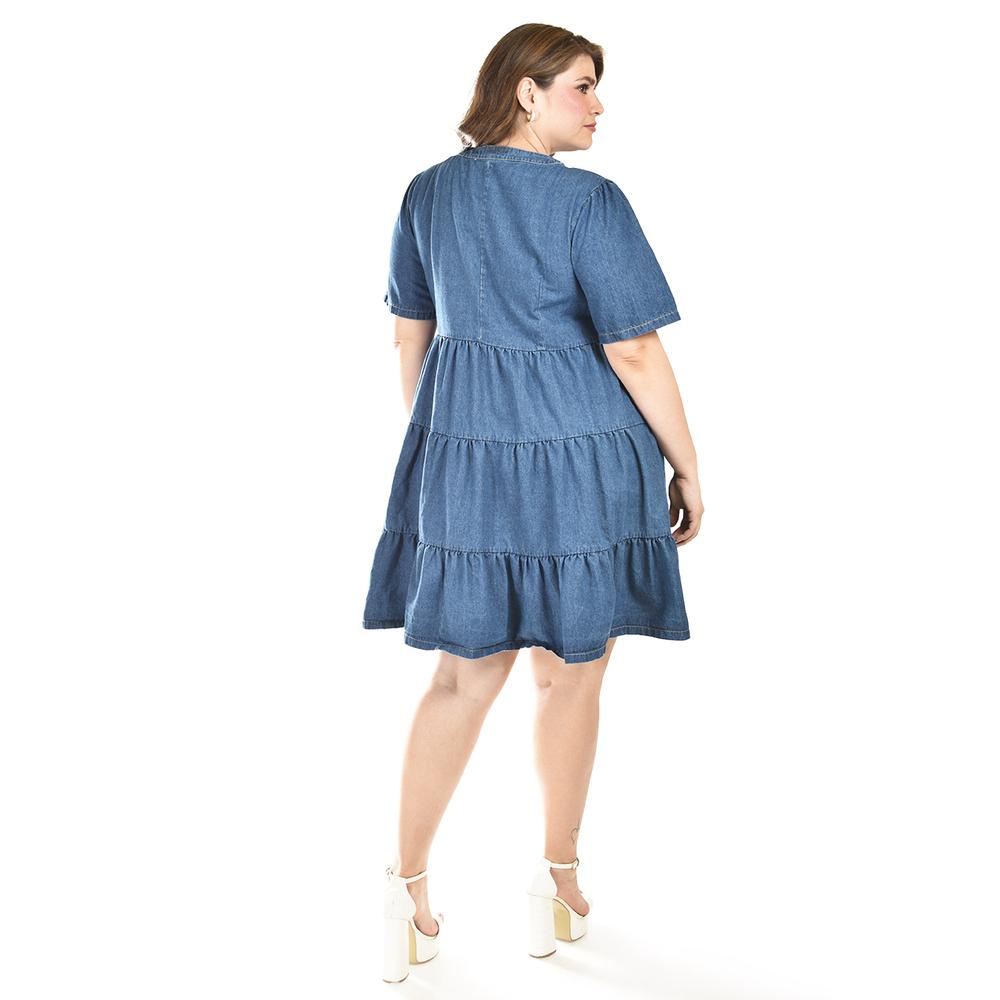 Foto 4 pulgar | Vestido De Mezclilla Con Botones Roman Fashion /tallas Extras, 3831 (mezclilla Dark) Azul