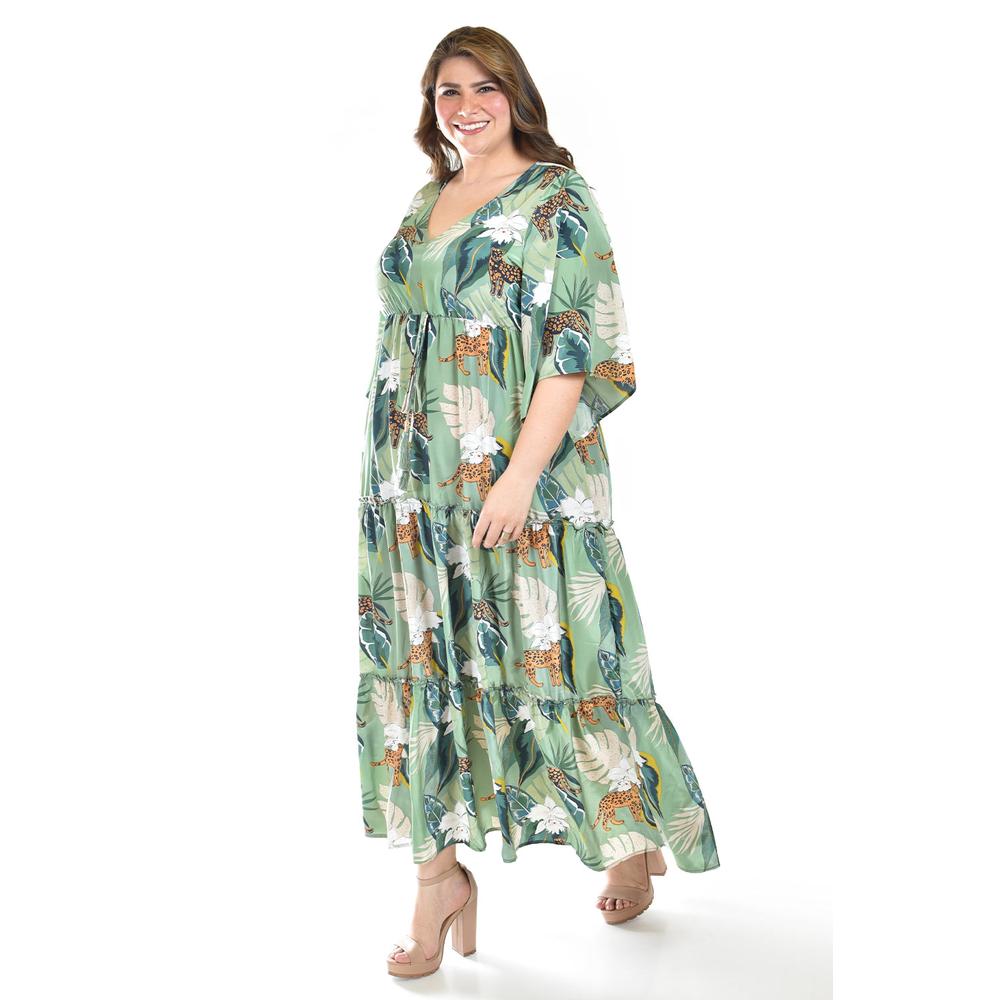 Foto 2 | Maxi Vestido Estampado Roman Fashion /tallas Extras, 3834 (verde) Verde