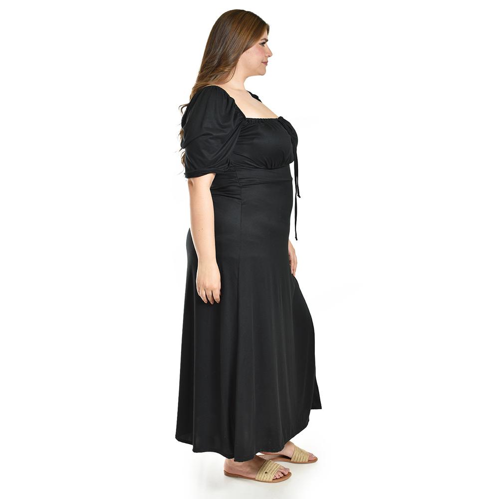 Foto 3 pulgar | Vestido Largo Estilo Campesino Roman Fashion /tallas Extras, 4356 (negro) Negro