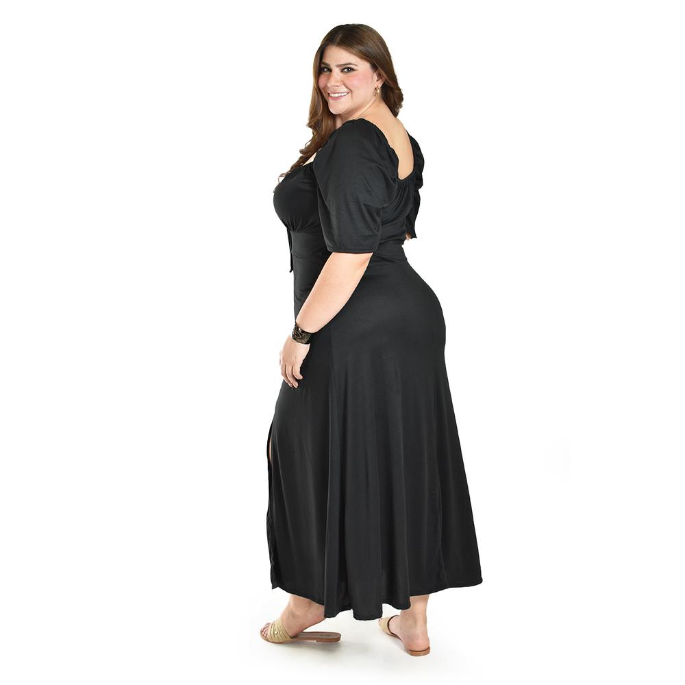 Foto 4 pulgar | Vestido Largo Estilo Campesino Roman Fashion /tallas Extras, 4356 (negro) Negro