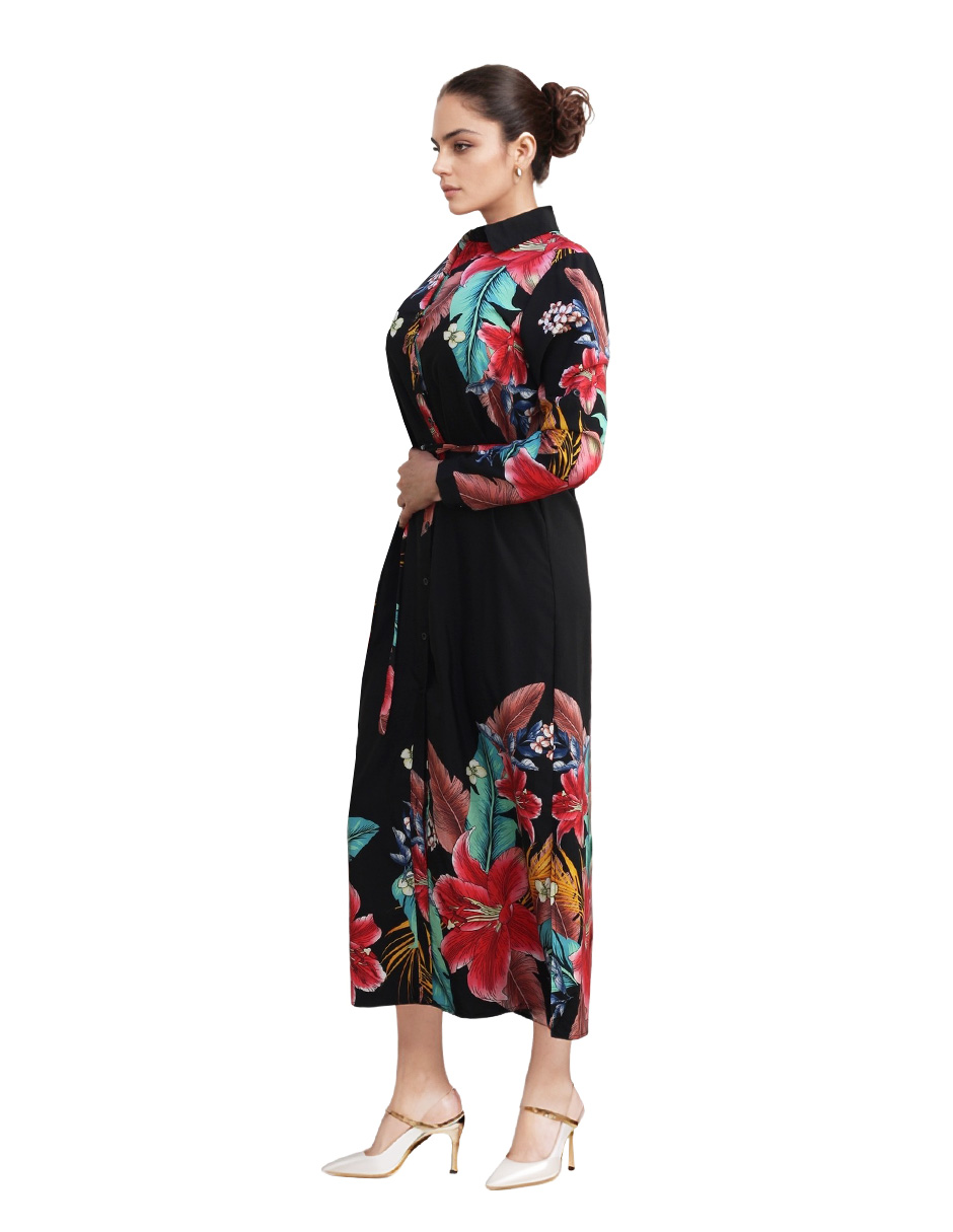 Foto 4 pulgar | Vestido Camisero Casual Estampado Floral
