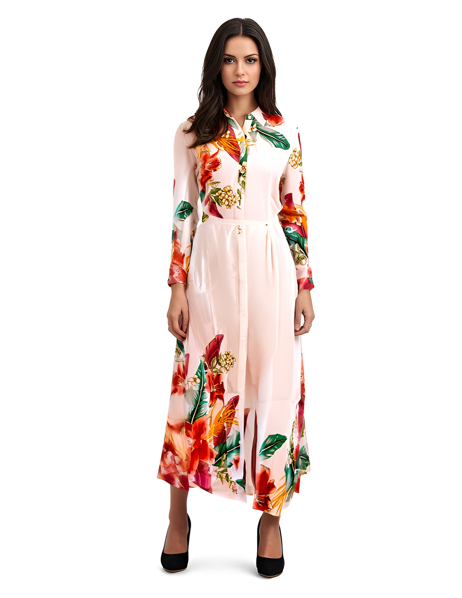 Foto 2 pulgar | Vestido Camisero Casual Estampado Floral