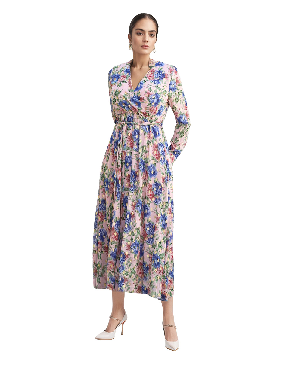 Vestido Casual Midi De Chifón Diseño Floral